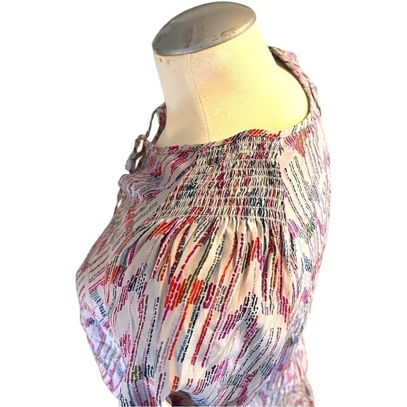 PARKER Silk Dress with Short Sleeves and Smocked Drop Waist - Picture 10 of 16